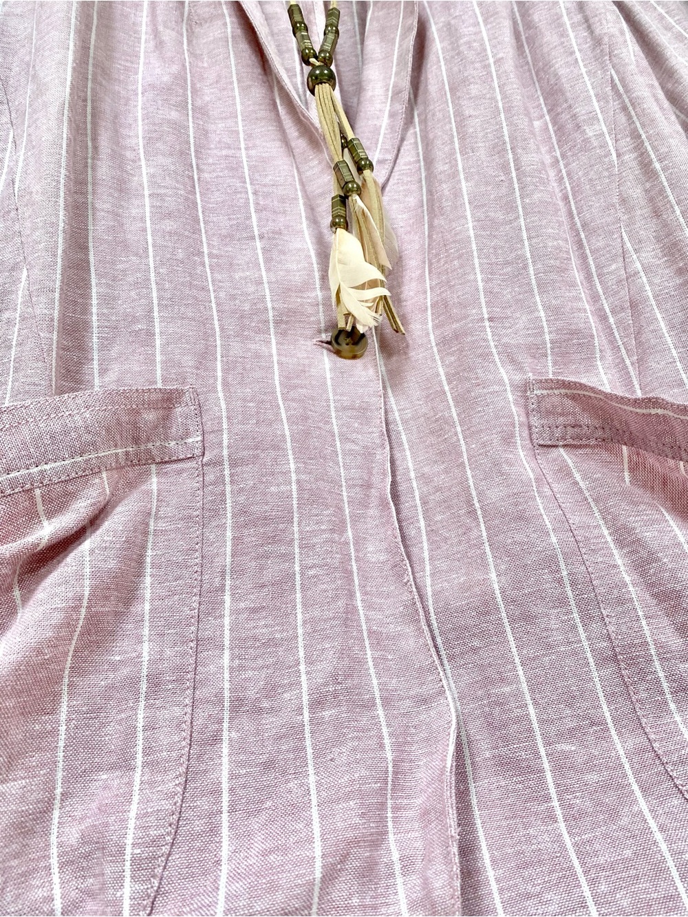 Blush LINEN boho blazer w resort vacay shabby chic summer vibe - Picture 6 of 15